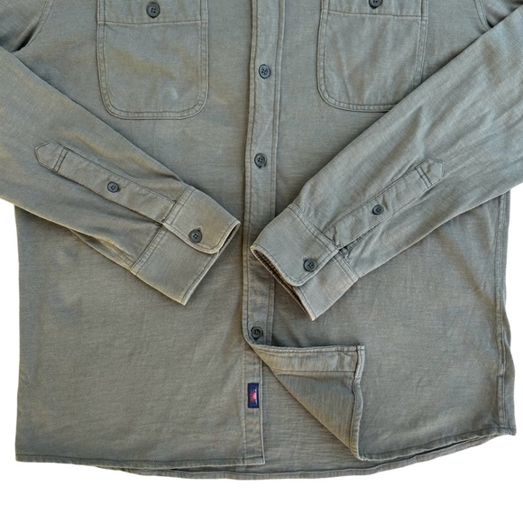 Faherty Mens Button Up Knit Shirt LARGE Sage Green Alpine Organic Cotton MKC0086 - Picture 8 of 16